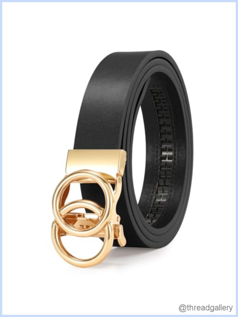 Womens Ratchet Faux Leather Belt Adjustable No Holes Sliding Buckle